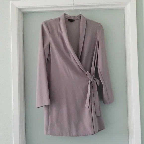 Topshop | Jackets & Coats | Topshop Gray Blazer Wrap Dress | Poshmark